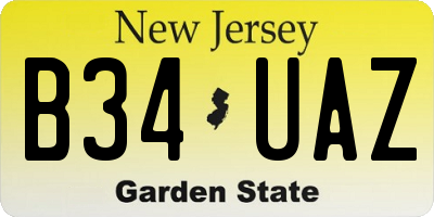 NJ license plate B34UAZ