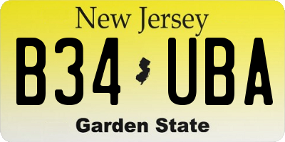NJ license plate B34UBA