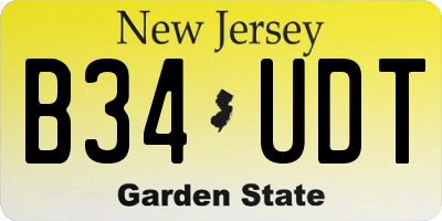 NJ license plate B34UDT