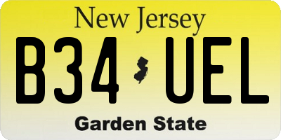 NJ license plate B34UEL