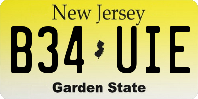 NJ license plate B34UIE