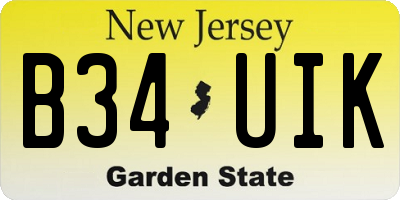 NJ license plate B34UIK