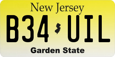 NJ license plate B34UIL