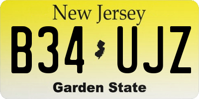 NJ license plate B34UJZ