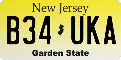 NJ license plate B34UKA