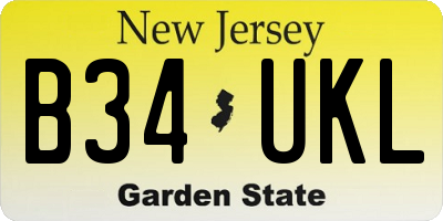 NJ license plate B34UKL