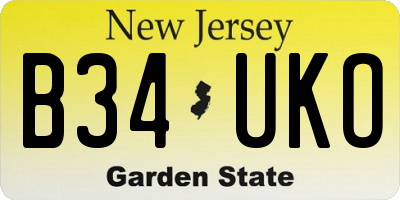 NJ license plate B34UKO
