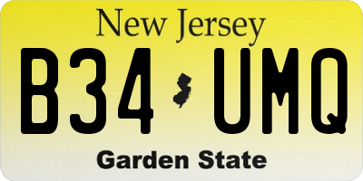 NJ license plate B34UMQ