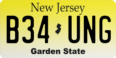 NJ license plate B34UNG
