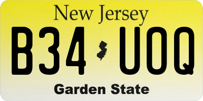 NJ license plate B34UOQ