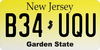 NJ license plate B34UQU