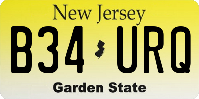 NJ license plate B34URQ