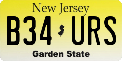 NJ license plate B34URS