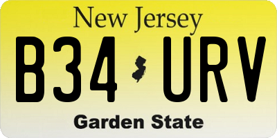NJ license plate B34URV