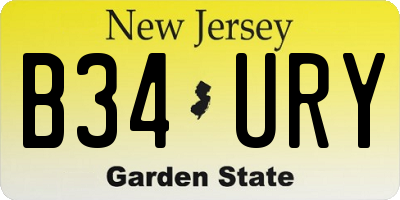 NJ license plate B34URY