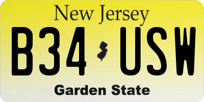 NJ license plate B34USW