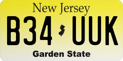 NJ license plate B34UUK