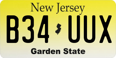 NJ license plate B34UUX