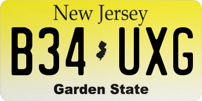 NJ license plate B34UXG