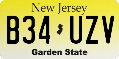 NJ license plate B34UZV