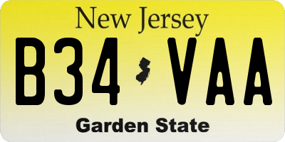 NJ license plate B34VAA