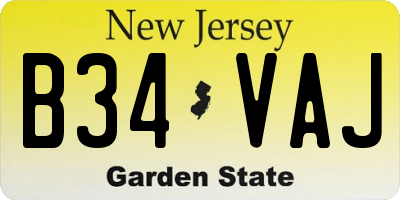 NJ license plate B34VAJ