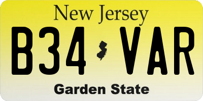 NJ license plate B34VAR