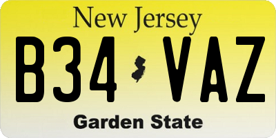 NJ license plate B34VAZ