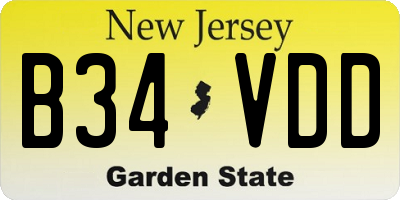 NJ license plate B34VDD