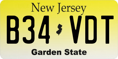 NJ license plate B34VDT
