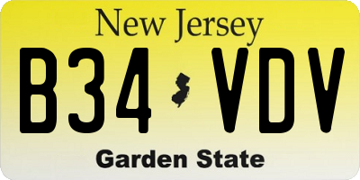 NJ license plate B34VDV