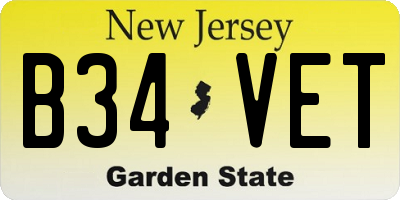 NJ license plate B34VET