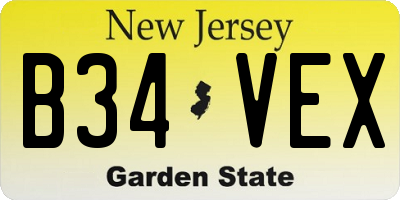 NJ license plate B34VEX