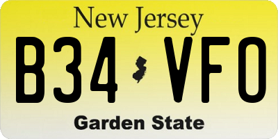 NJ license plate B34VFO