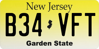 NJ license plate B34VFT