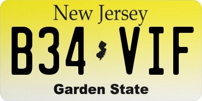 NJ license plate B34VIF