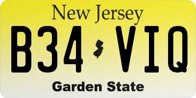 NJ license plate B34VIQ