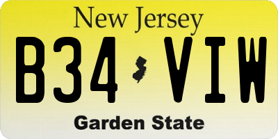 NJ license plate B34VIW
