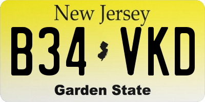NJ license plate B34VKD