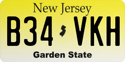 NJ license plate B34VKH