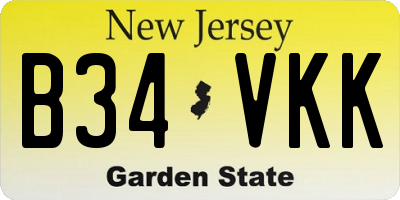 NJ license plate B34VKK