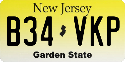 NJ license plate B34VKP