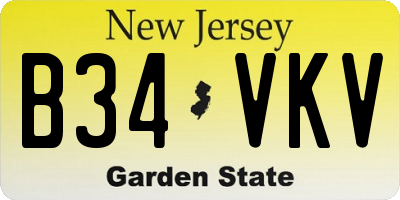 NJ license plate B34VKV