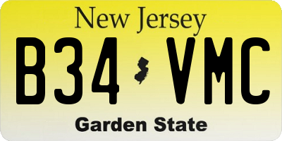 NJ license plate B34VMC