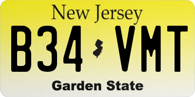 NJ license plate B34VMT