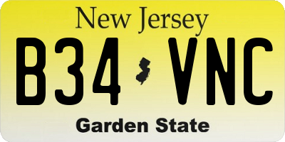 NJ license plate B34VNC