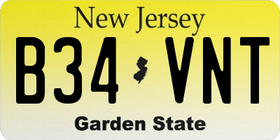 NJ license plate B34VNT