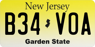 NJ license plate B34VOA