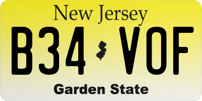 NJ license plate B34VOF