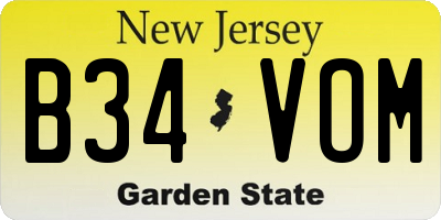 NJ license plate B34VOM